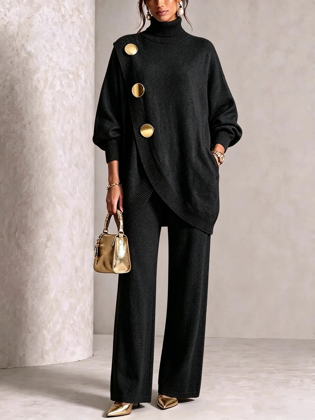 Asymmetric Sweater & Trouser Set