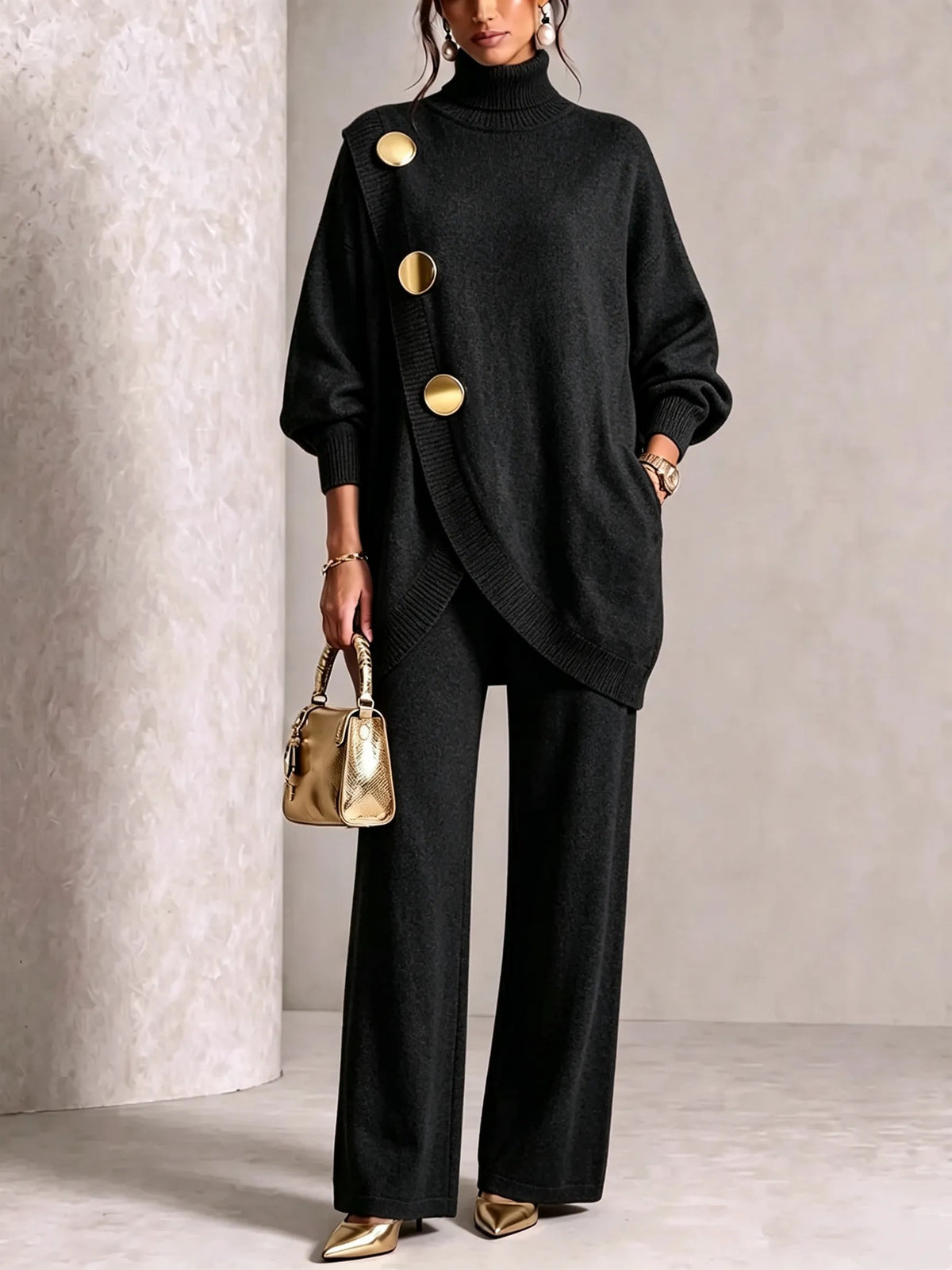 Asymmetric Sweater & Trouser Set