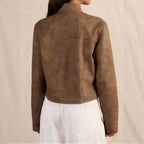 Cropped Faux-Suede Jacket