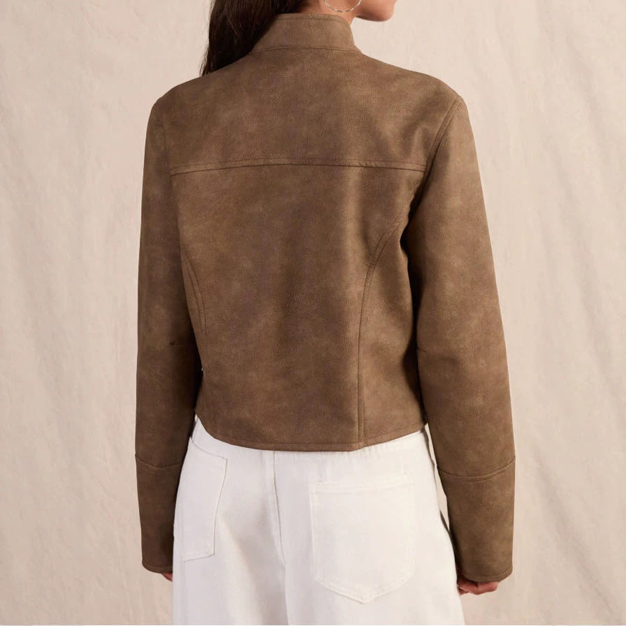 Cropped Faux-Suede Jacket