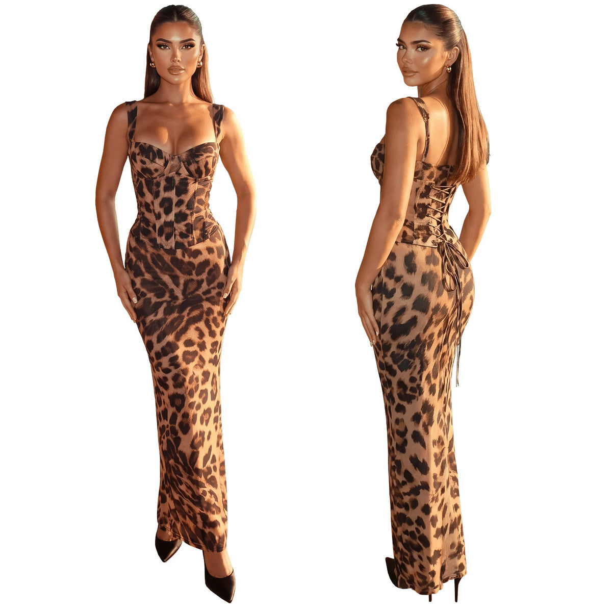 Leopard-Print Fishtail Dress