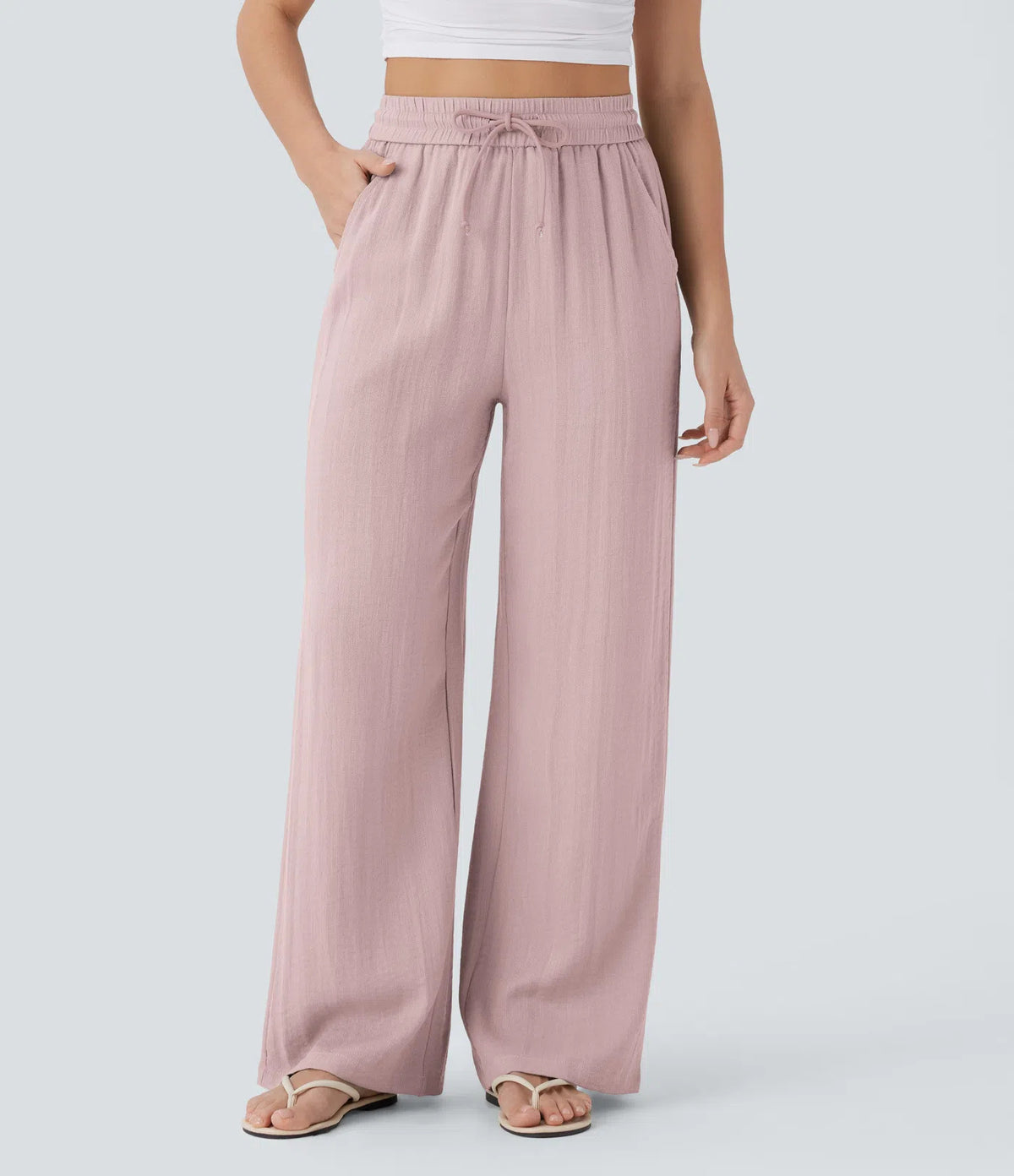 Drawstring Wide-Leg Trousers