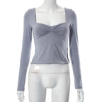 Square-Neck Long-Sleeve Crop Top