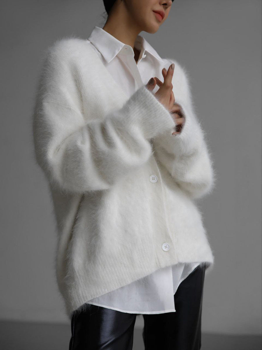 Relaxed V-Neck Button Cardigan