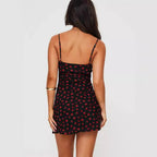 Rose-Print Bow Mini Dress