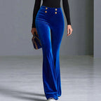 High-Waist Velvet Flare Trousers