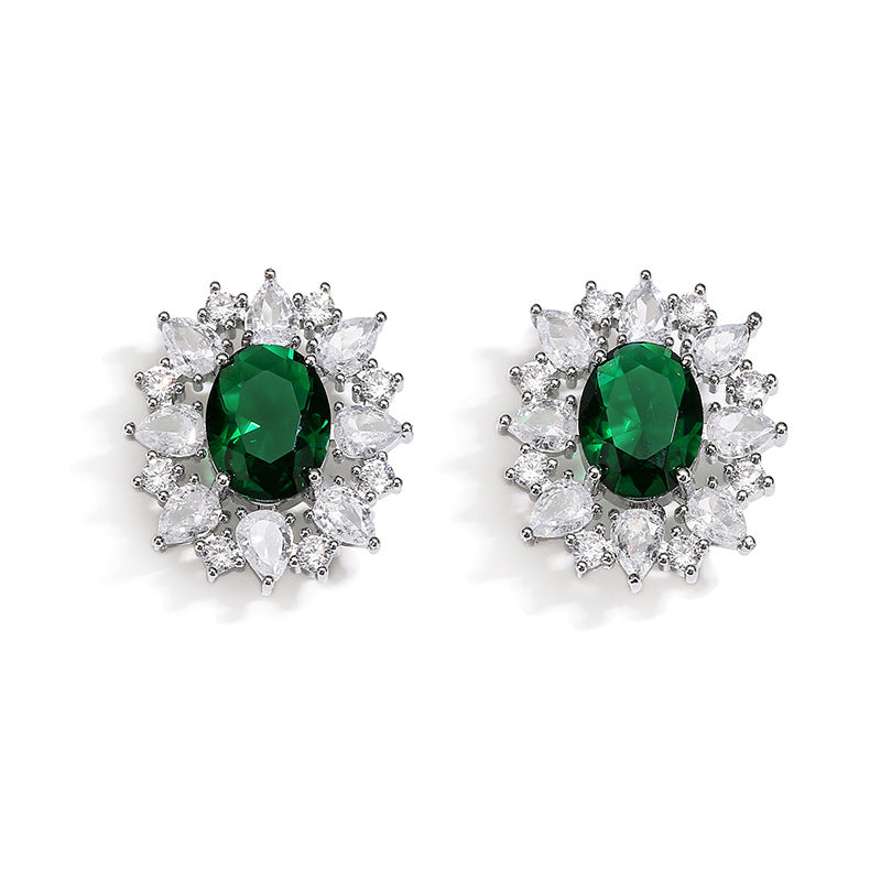 Floral Zircon Stud Earrings