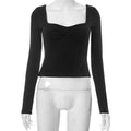 Square-Neck Long-Sleeve Crop Top