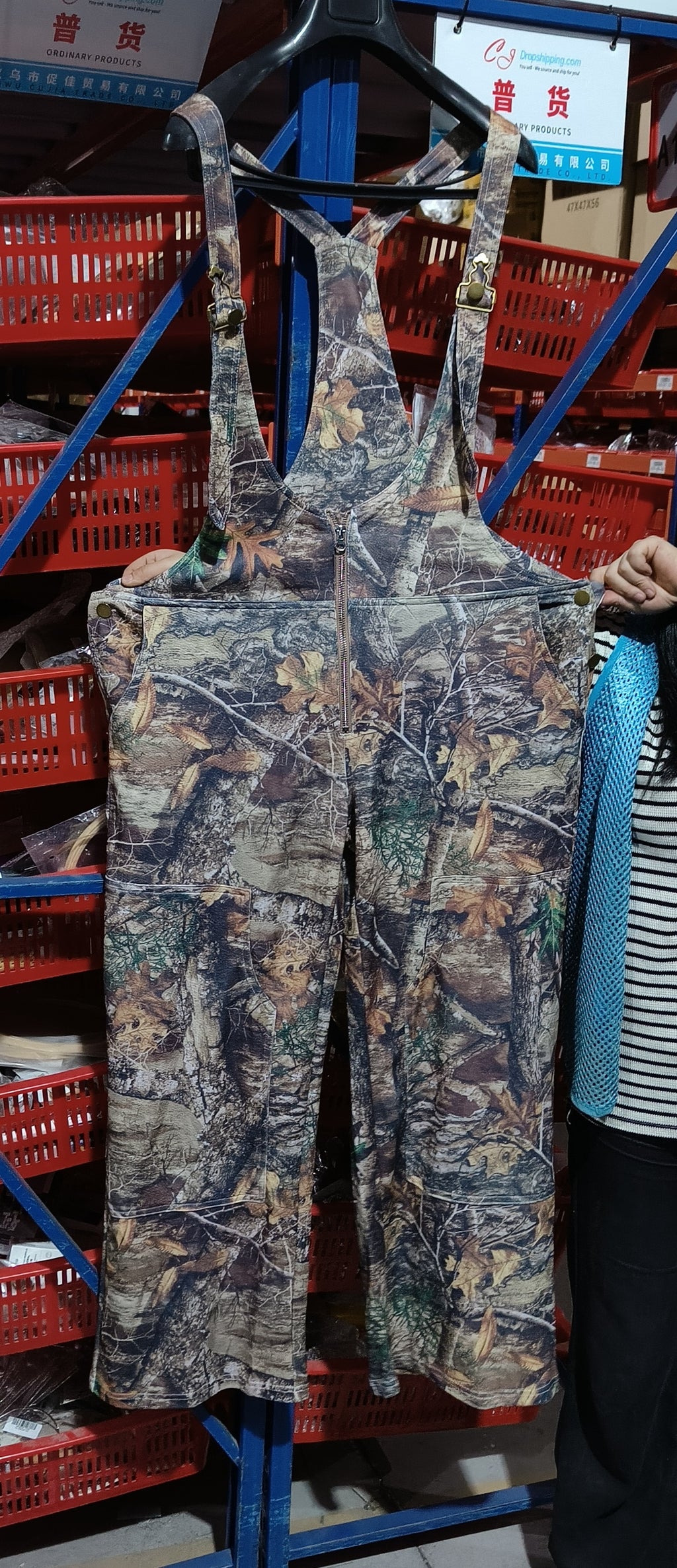 Zip-Front Denim Overalls