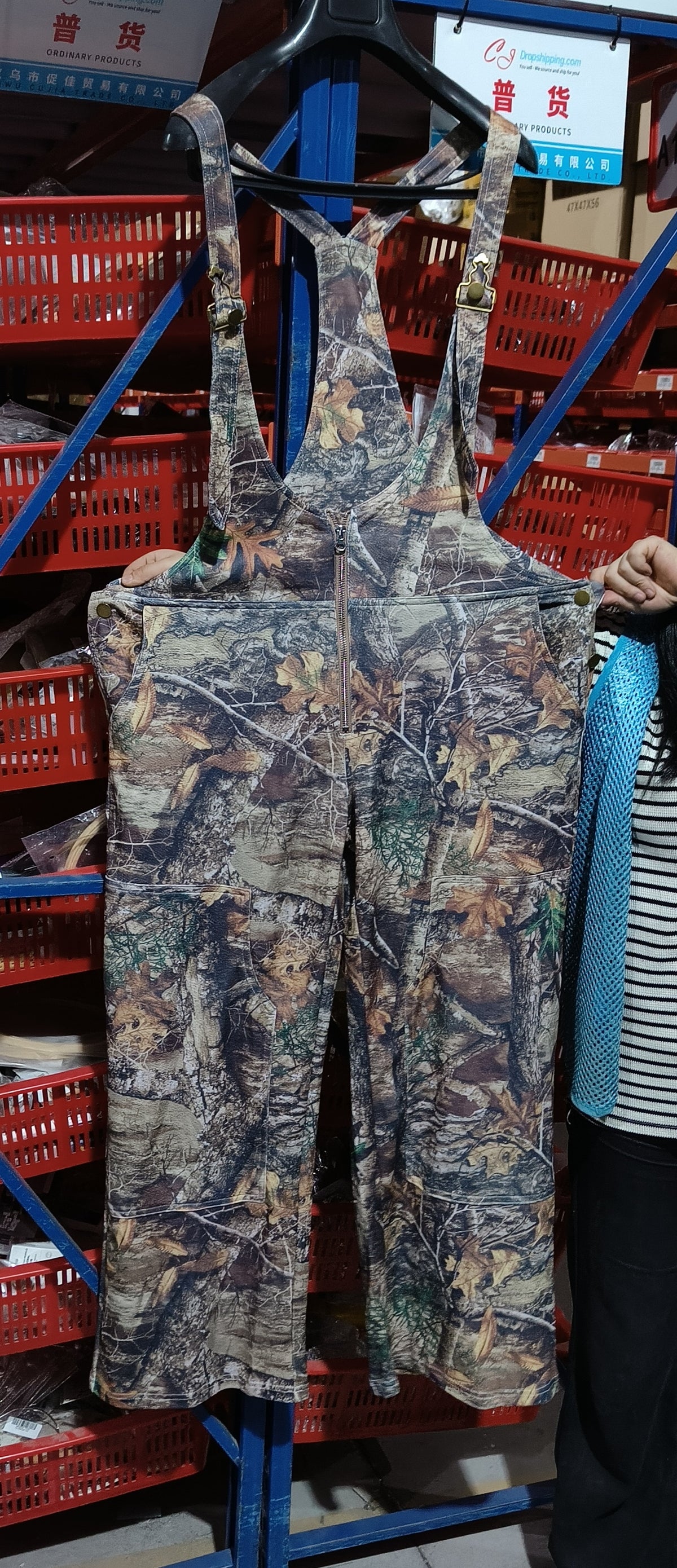 Zip-Front Denim Overalls