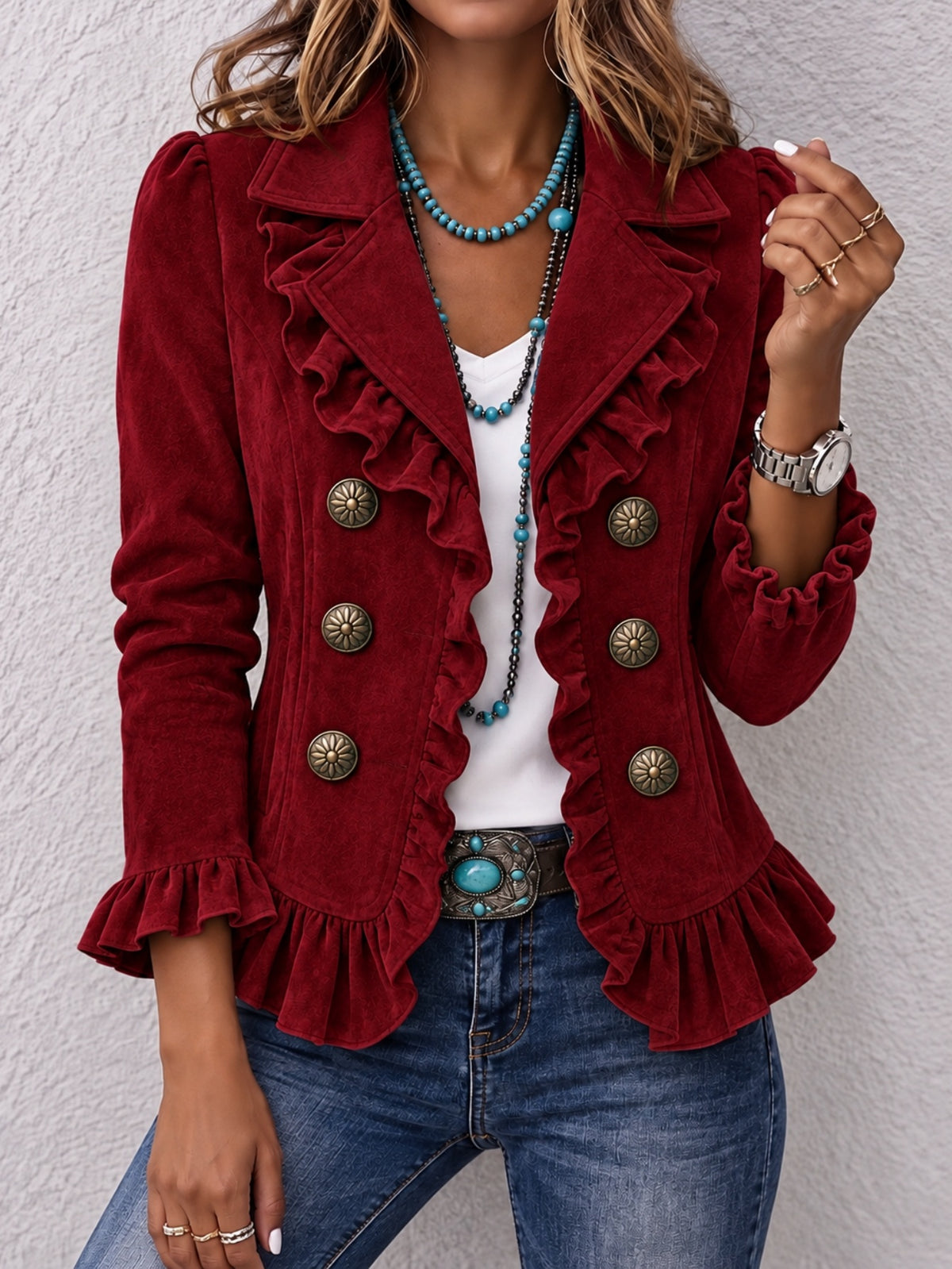 Long-Sleeve Buttoned Cardigan