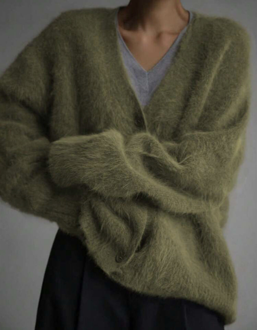 Relaxed V-Neck Button Cardigan