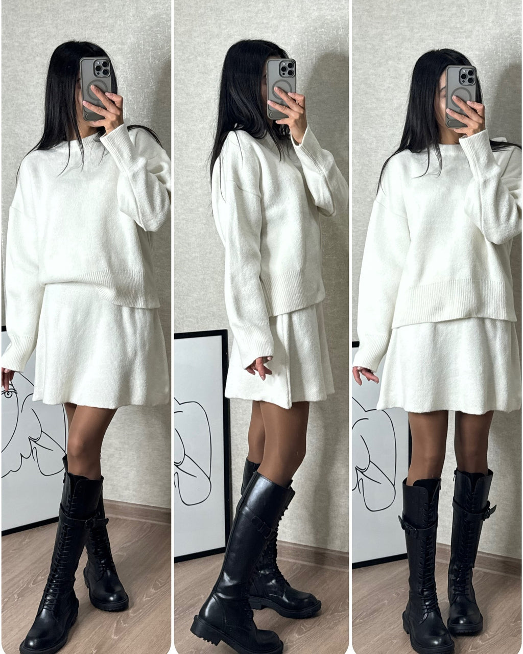 Knit Pullover & Mini Skirt Set