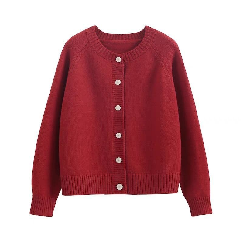 Round-Neck Knit Cardigan
