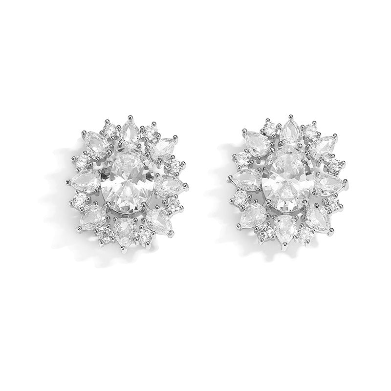 Floral Zircon Stud Earrings