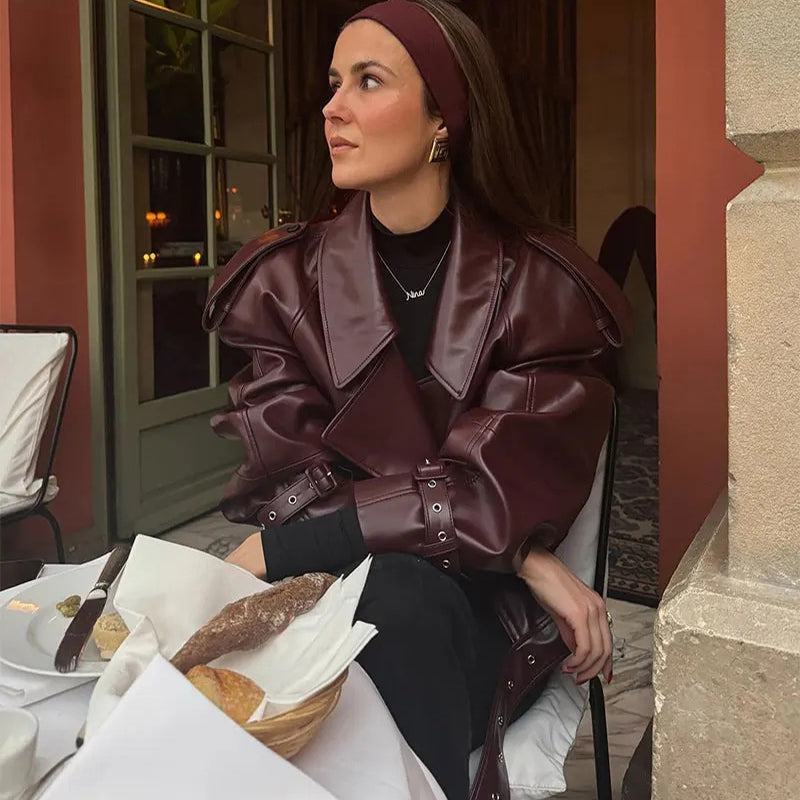Cropped PU Jacket