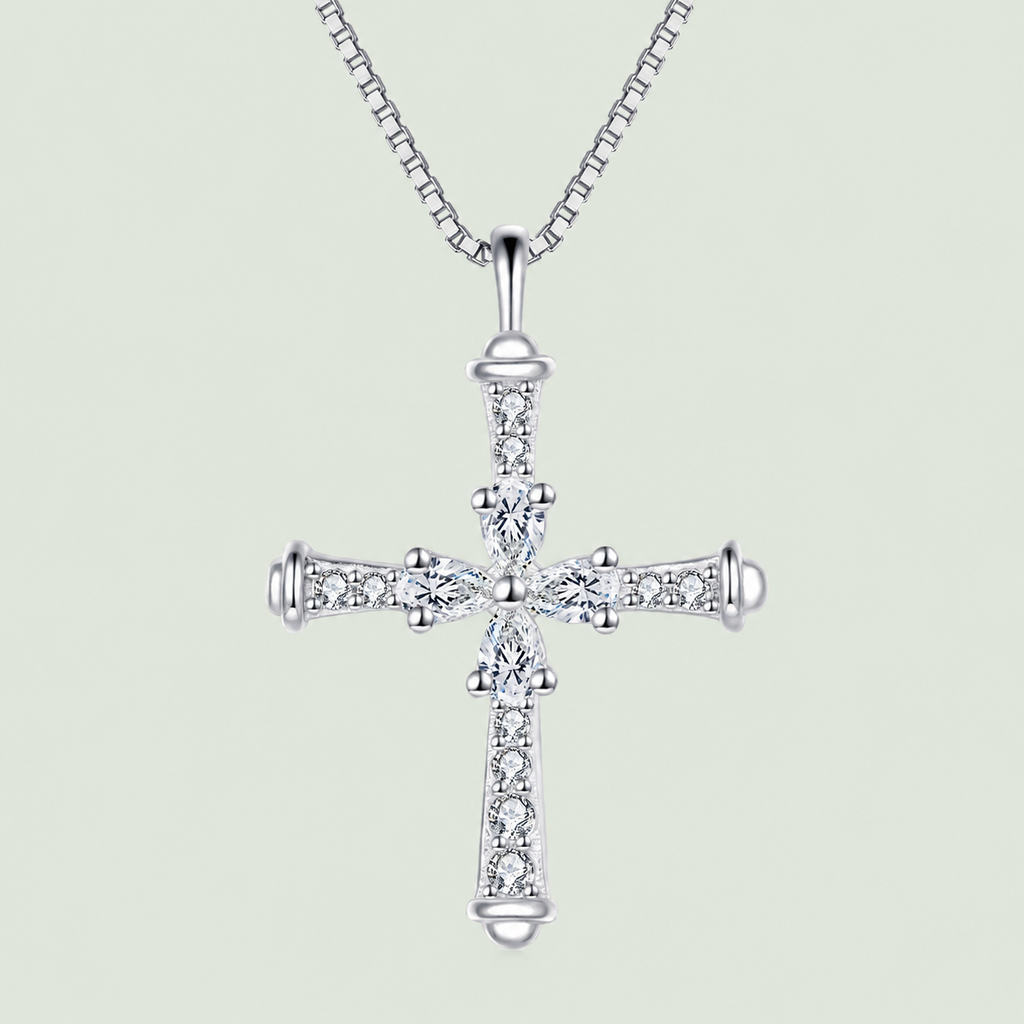 Cross Pendant Necklace — White option on pale sage