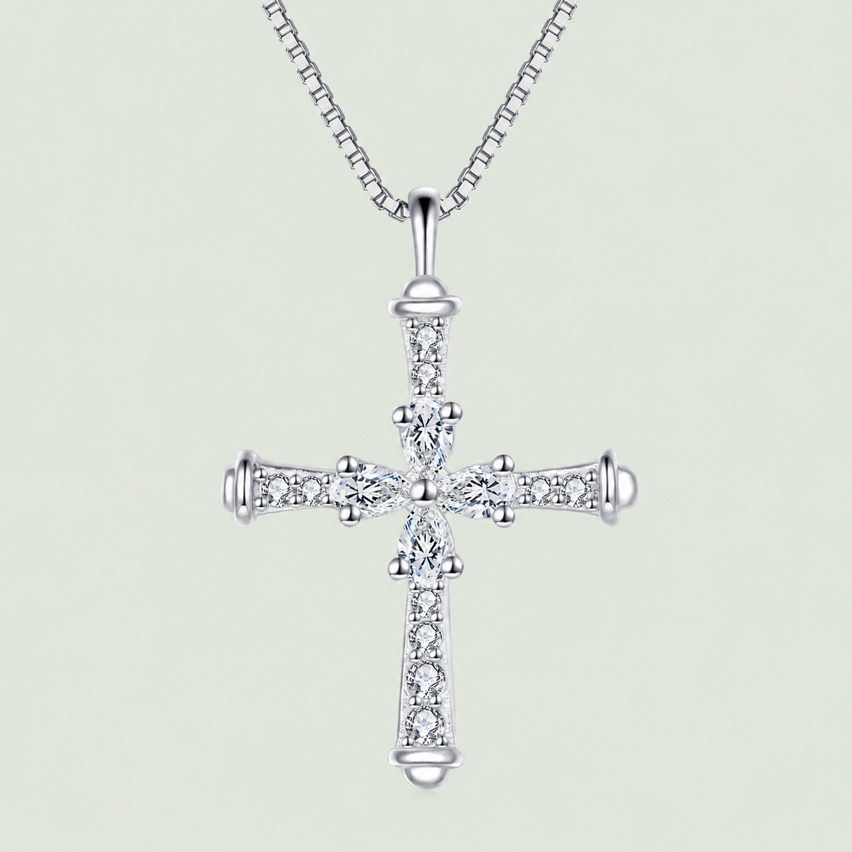 Cross Pendant Necklace — White option on pale sage
